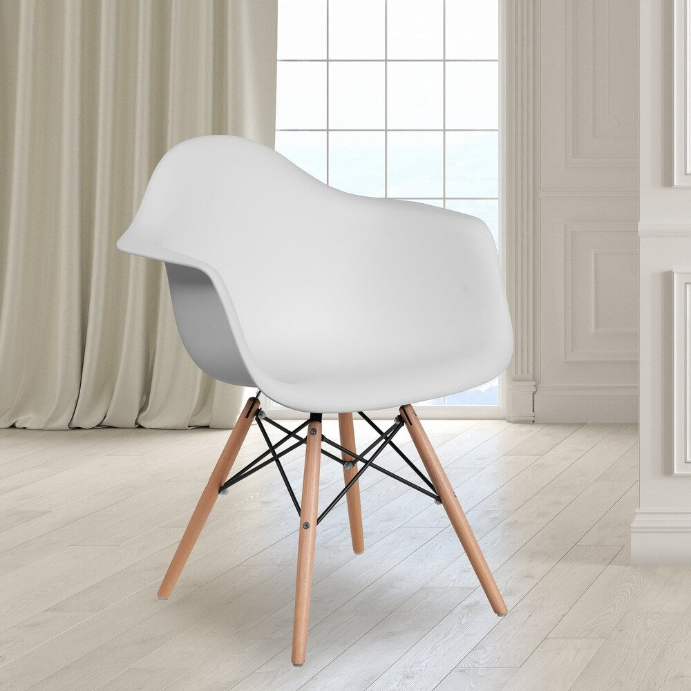 Alonza Series Moss Gray Plastic Chair with Wooden Legs - Orange