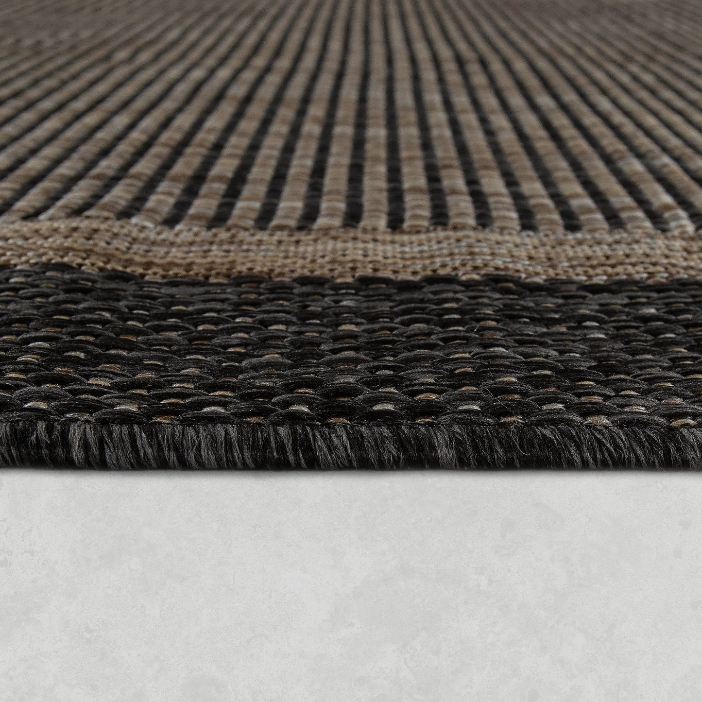 Anthracite Brown Outdoor Rug Rustic Style Bordered for Patio/Balcony