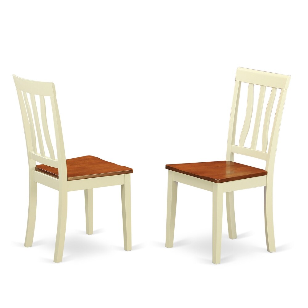 East West Furniture Antique Two-tone Dining Chairs (Set of 2) - ANC-WHI-W