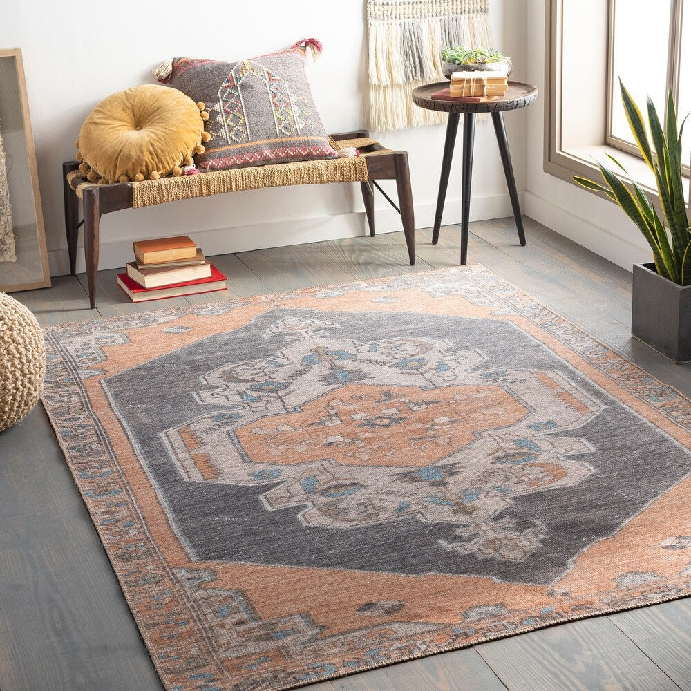 Global Medallion Printed Machine Washable Area Soft Rug