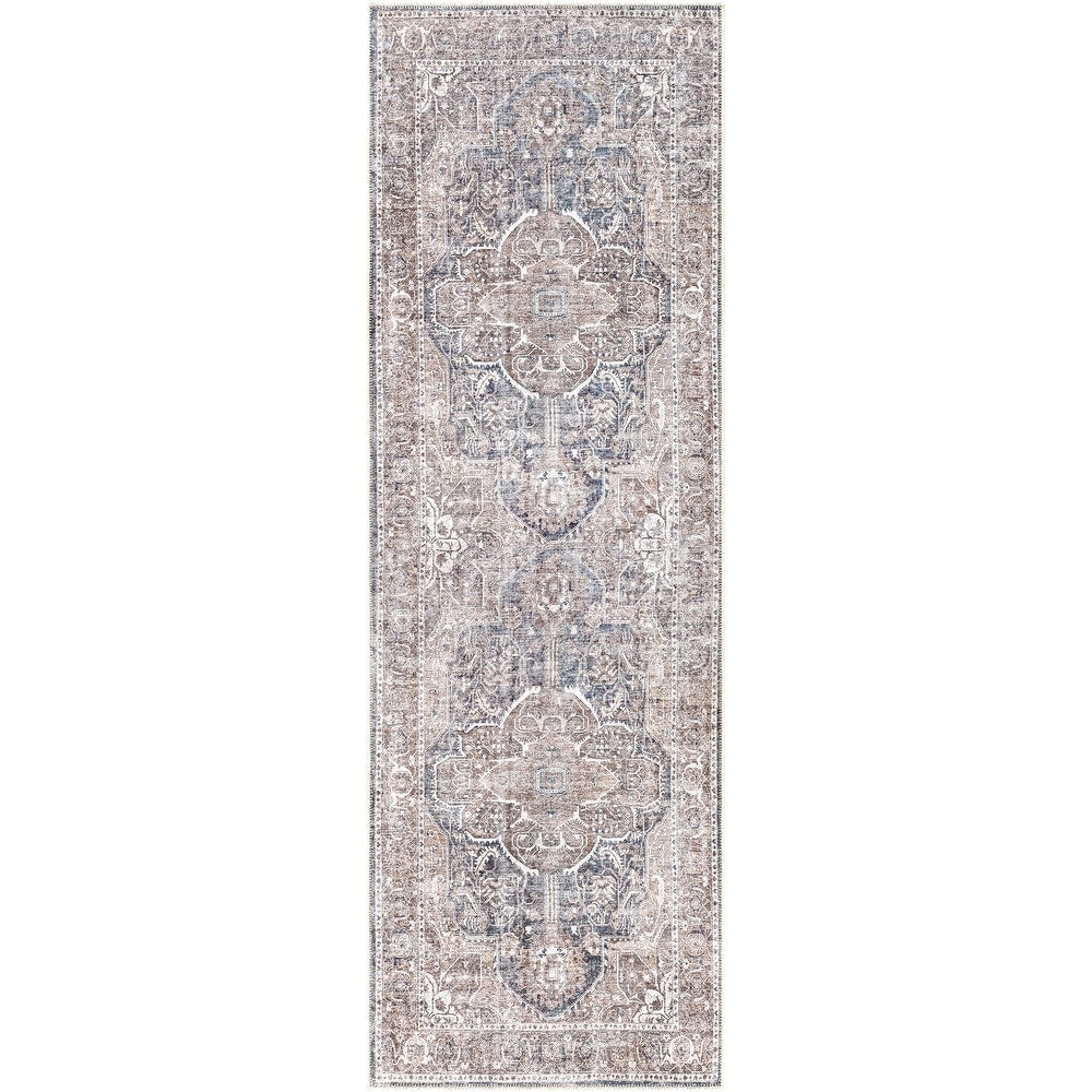 Traditional Medallion Machine Washable Area Soft Rug