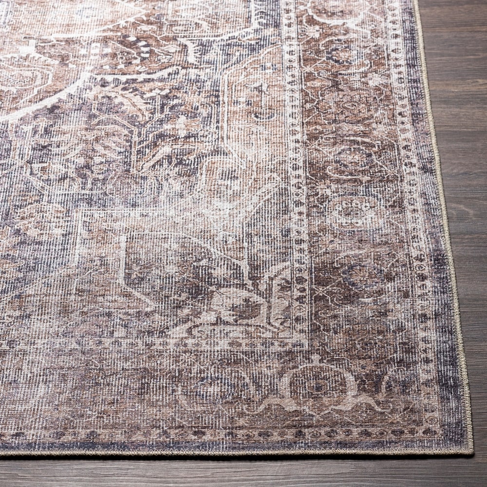 Traditional Medallion Machine Washable Area Soft Rug