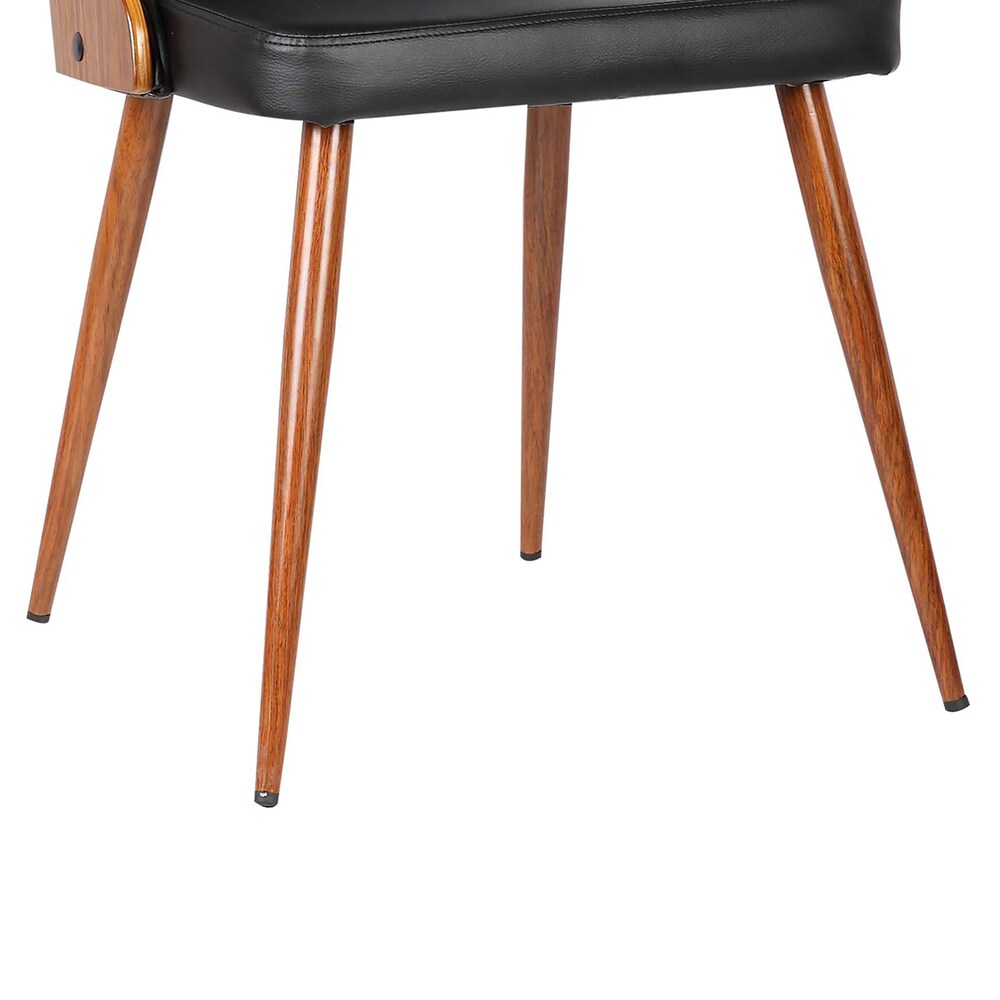 Armen Living Lily Walnut/Black Faux Leather Mid-century Dining Chair