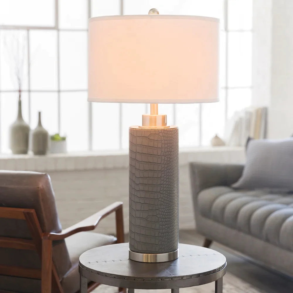 Arodue Table Lamp with Grey Base and White Shade