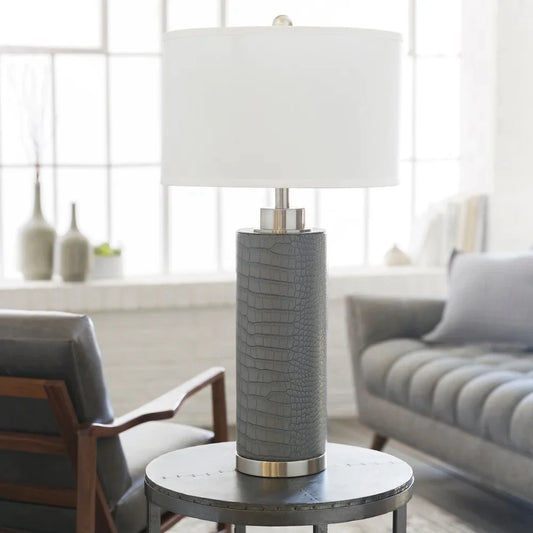 Arodue Table Lamp with Grey Base and White Shade