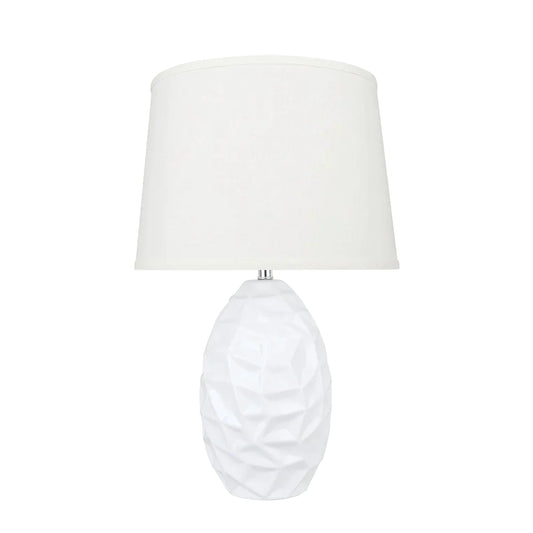 Aspen Creative 21-1/2" High Ceramic Table Lamp, White and Hardback Empire Shaped Lamp Shade Beige, 13" Wide