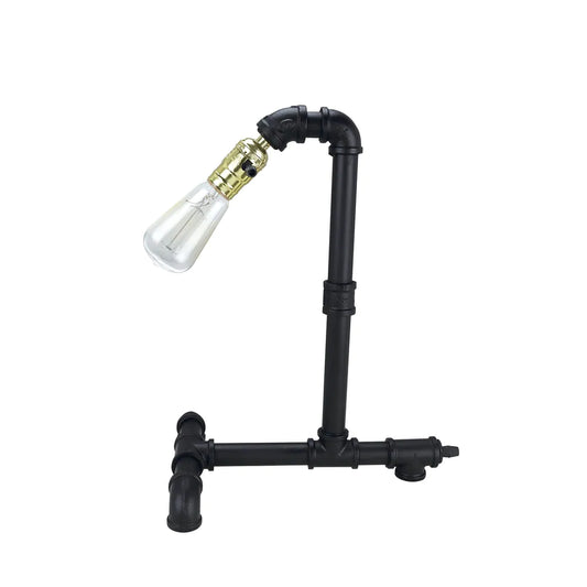 Aspen Creative Metal Pipe Table Lamp, Vintage Design Antique Brass Finish, 15-3/4" High