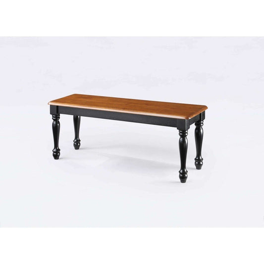 Autumn Lane Farmhouse Solid Wood Dining Bench, Black and Natural Finish