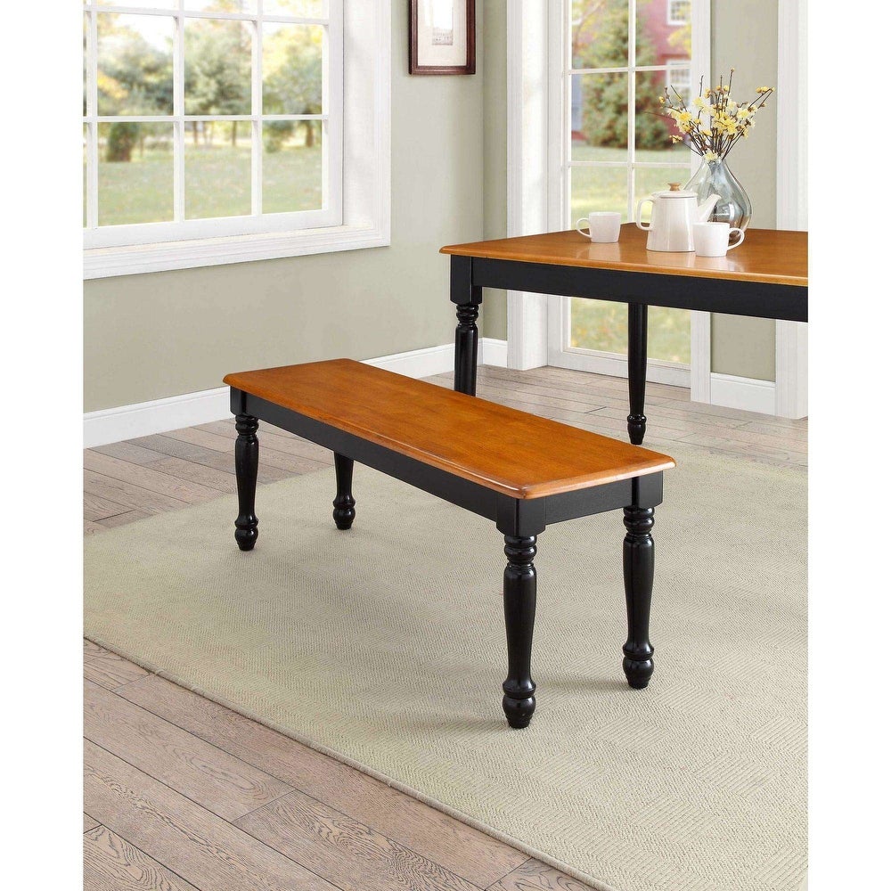 Autumn Lane Farmhouse Solid Wood Dining Bench, Black and Natural Finish