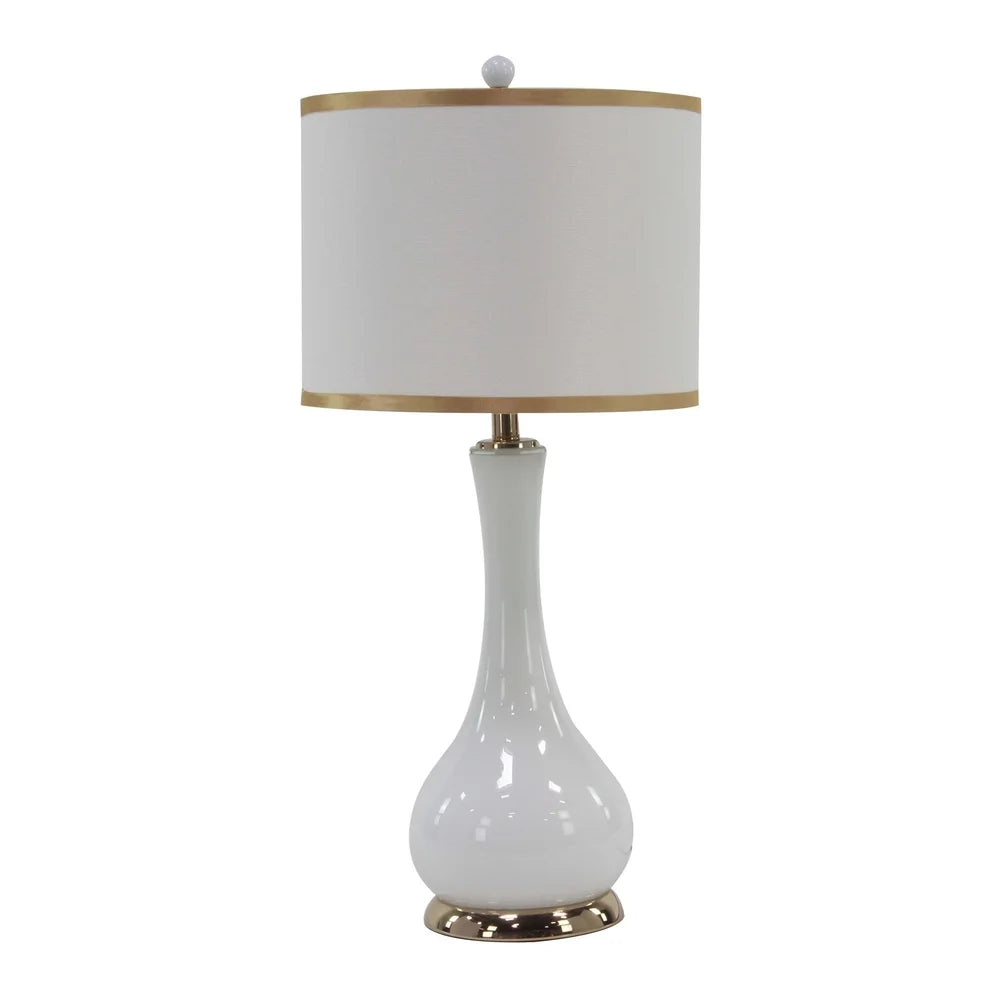 Avalon Gold and White Glass Tear Drop Jar Table Lamp - Set of 2