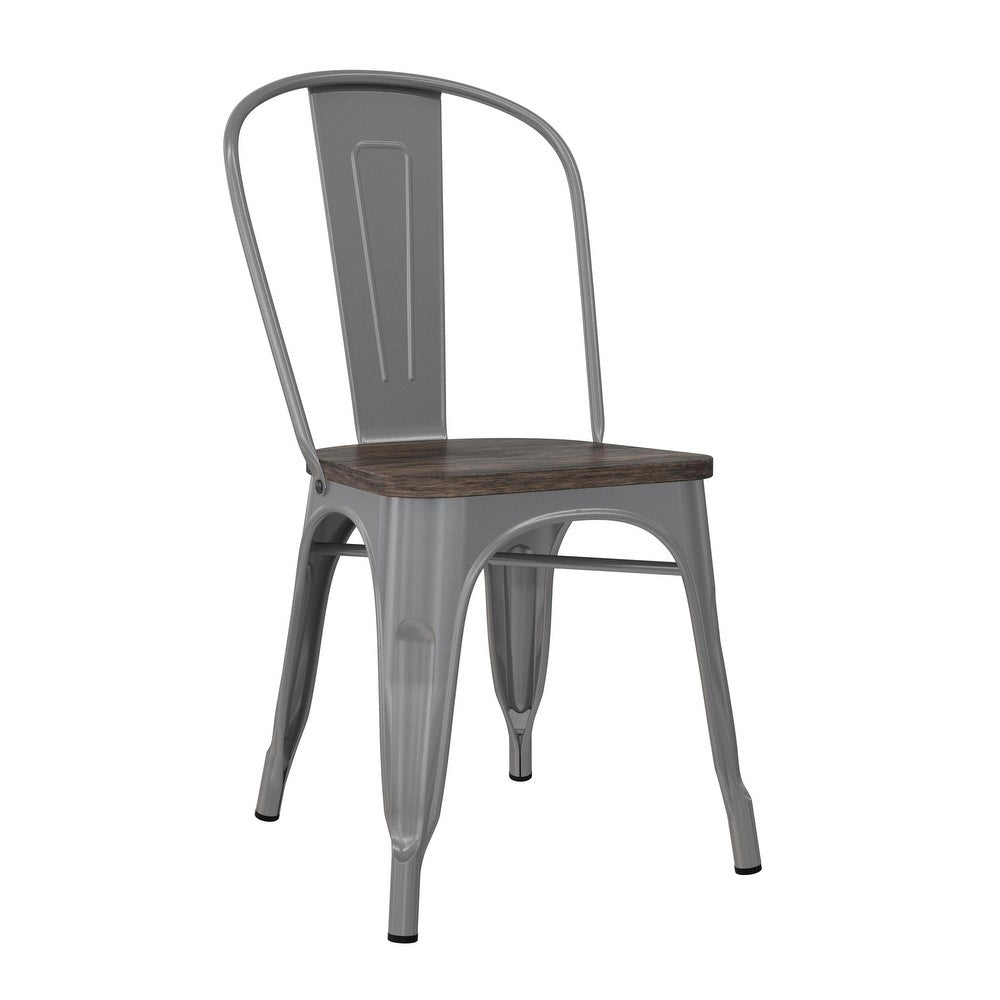 Avenue Greene Filipa Metal Dining Chair with wood seat (Set of 2)