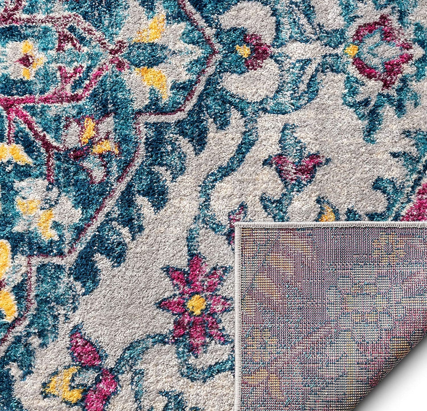 Adeline Bohemian Vintage Medallion Blue Multicolor Area Rug