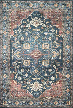 Loloi II Skye Collection SKY-03 Turquoise / Terracotta, Traditional 2'-0" x 5'-0" Accent Rug