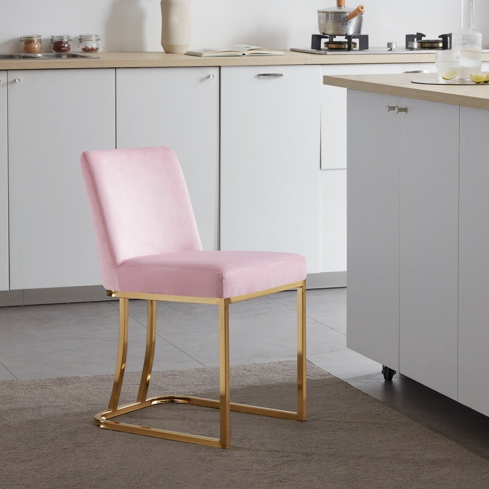 BELLEZE Hutton Dining Chair/Bar Stools Velvet Gold Metal Leg, 6 Colors