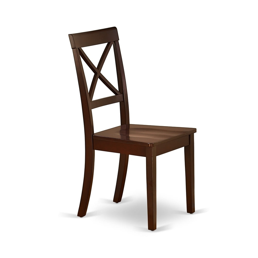 East West Furniture X-Back Boston Chairs and Wood Seat in Mahogany Finish - Set of 2 - - BOC-MAH-W