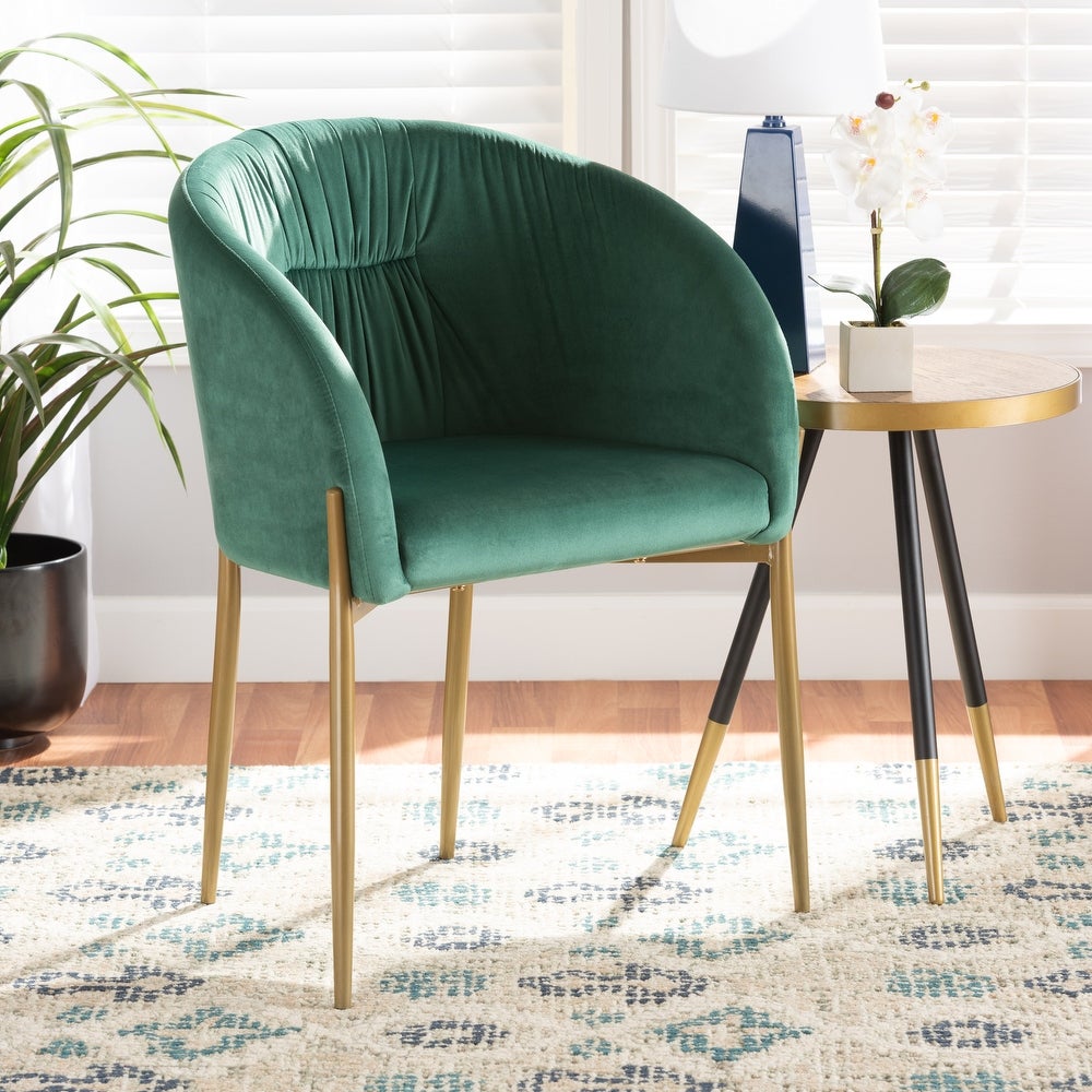 Ballard Modern Luxe and Glam Velvet and Metal Dining Chair