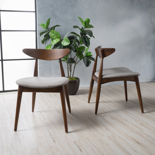 Barron Mid-century Dining Chairs (Set of 2) by Christopher Knight Home - 22.50" W x 19.75" L x 28.75" H - Oak+Beige