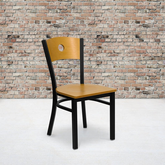 Black Circle Back Metal Restaurant Chair - 16.25"W x 21.5"D x 32.75"H