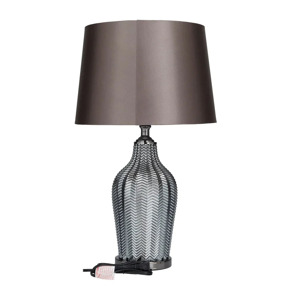 Black Linen Contemporary Table Lamp - 17 x 15 x 25