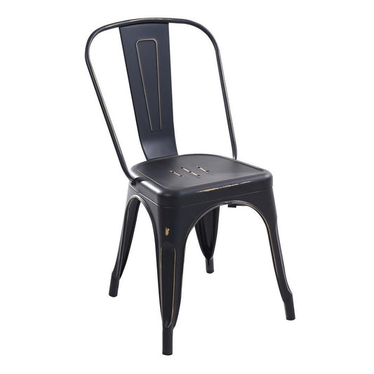 Black Metal Armless Antique Chair - 33'' H (SH 18") x 18'' W x 20'' D