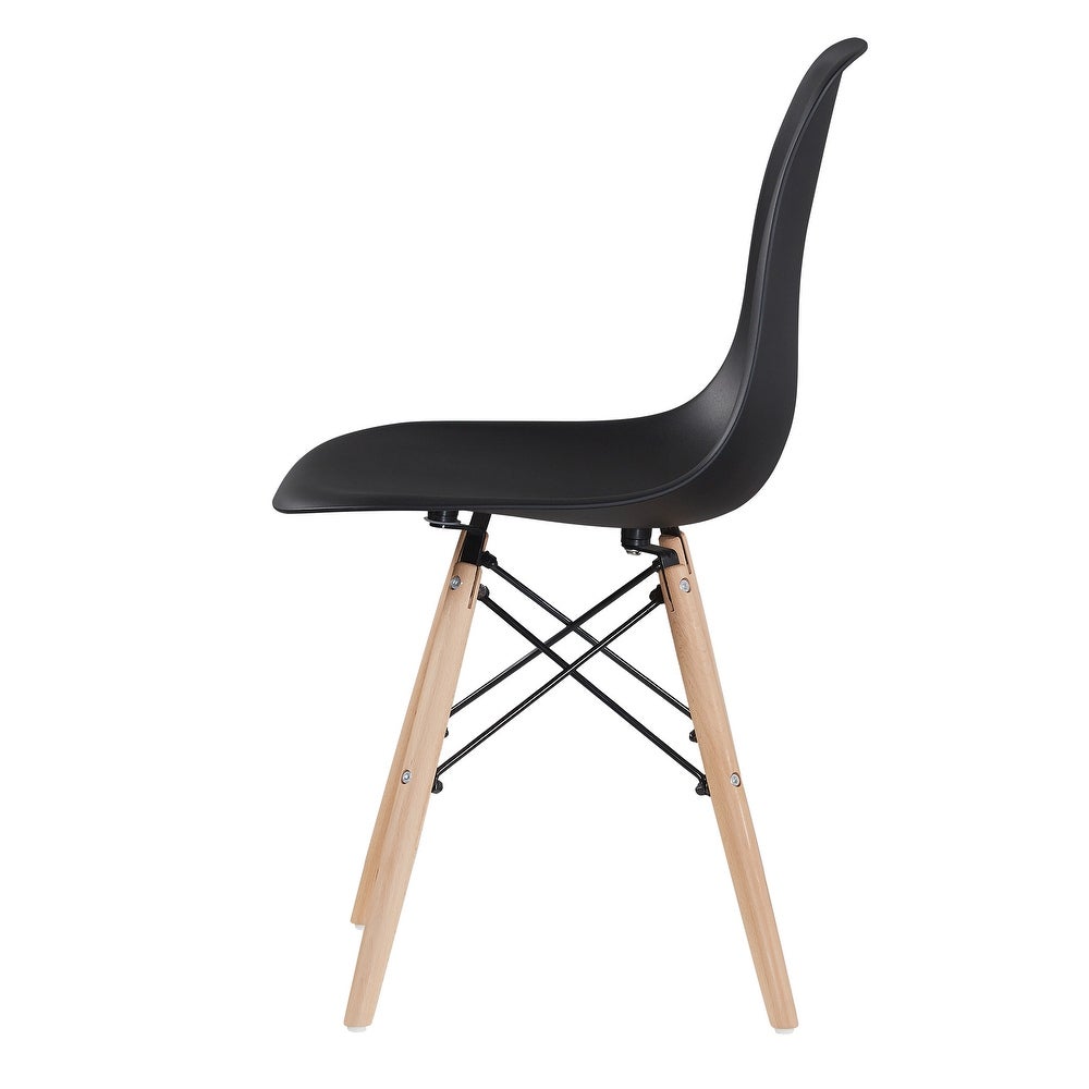 Black Simple Fashion Leisure Plastic Chair Dining Chairs Environmental Protection Material Thickened Solid Wood Leg Set of 1