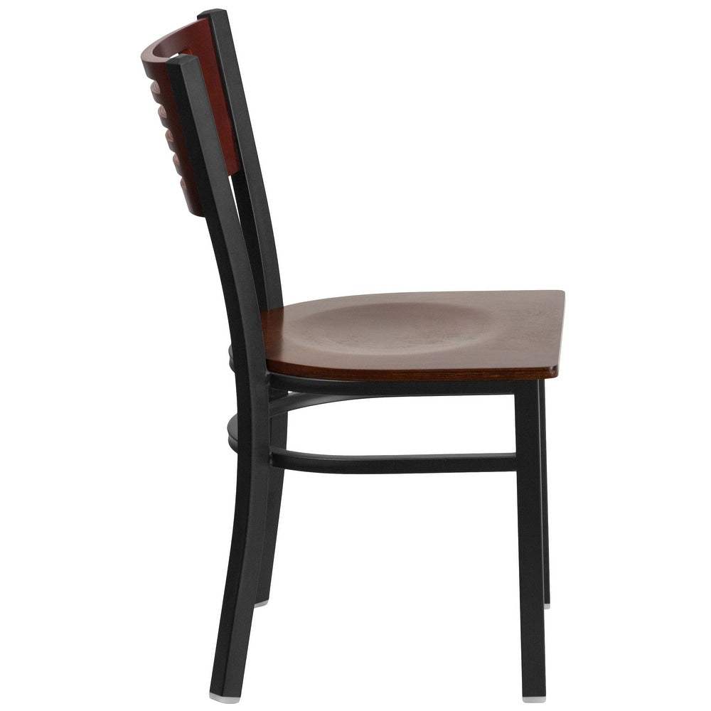 Decorative Slat Back Metal Restaurant Chair - 17"W x 21"D x 32"H