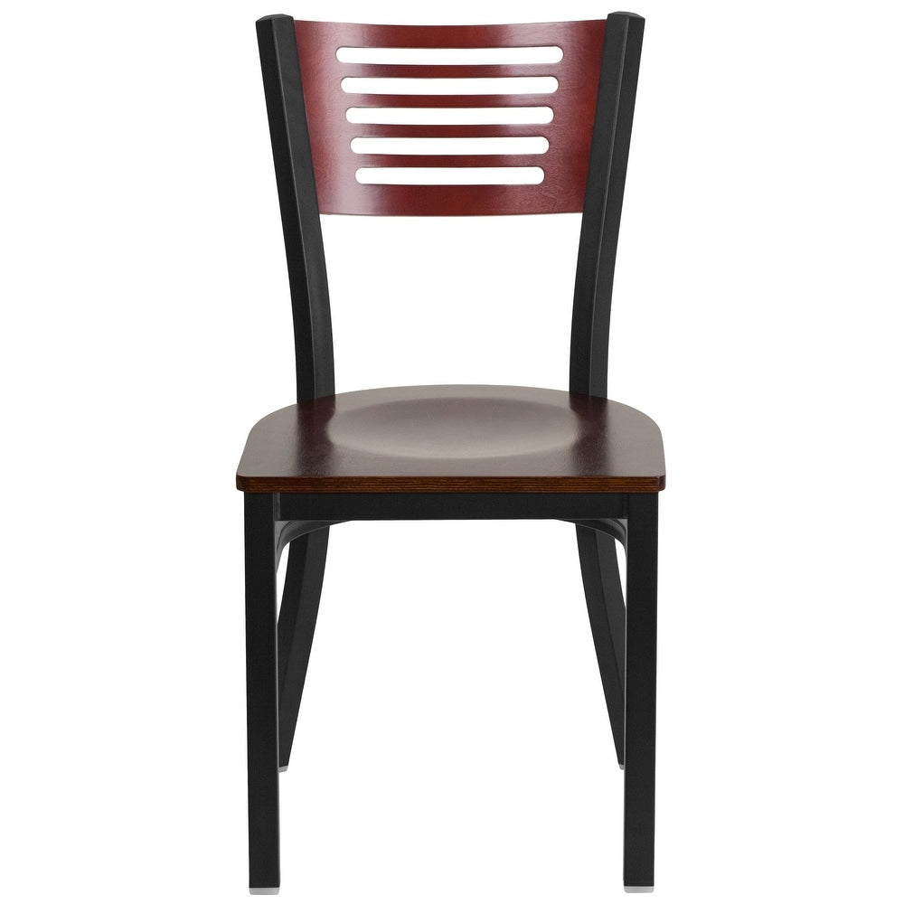 Decorative Slat Back Metal Restaurant Chair - 17"W x 21"D x 32"H