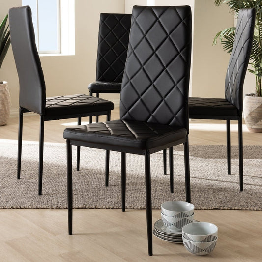 Blaise Faux Leather High Back Dining Side Chair - Set of 4