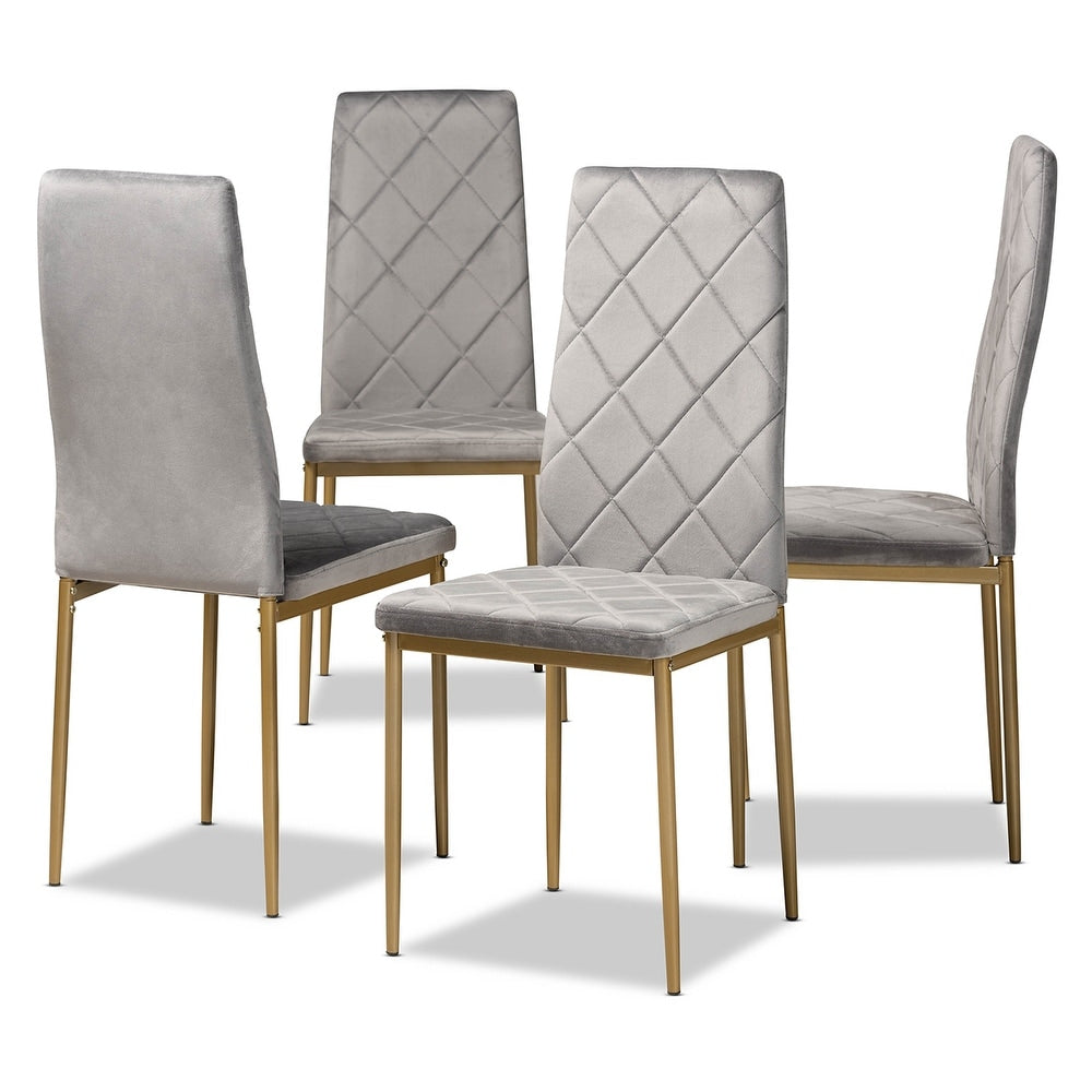 Blaise Modern Luxe and Glam 4-Piece Velvet and Metal Dining Chair Set