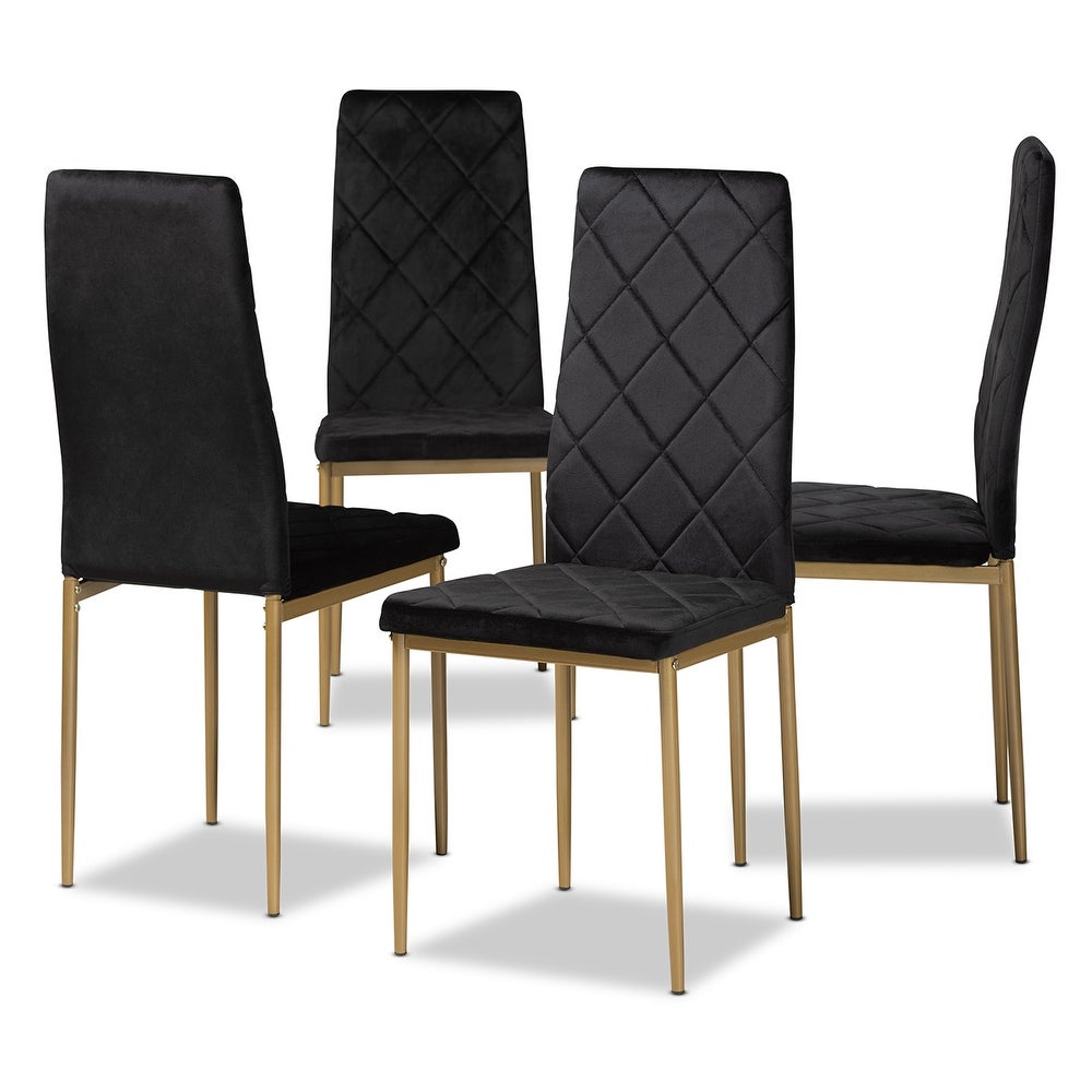 Blaise Modern Luxe and Glam 4-Piece Velvet and Metal Dining Chair Set