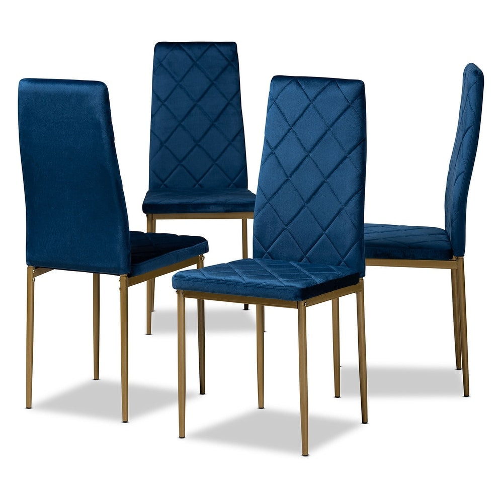 Blaise Modern Luxe and Glam 4-Piece Velvet and Metal Dining Chair Set