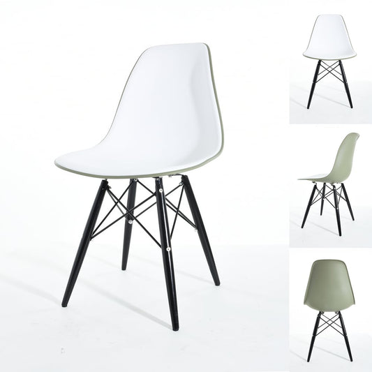 Branwen Two-toned Polypropylene Dining Chairs with Wood Legs (Set of 2)