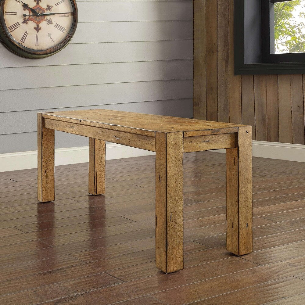 Bryant Solid Wood Dining Bench, Rustic Brown