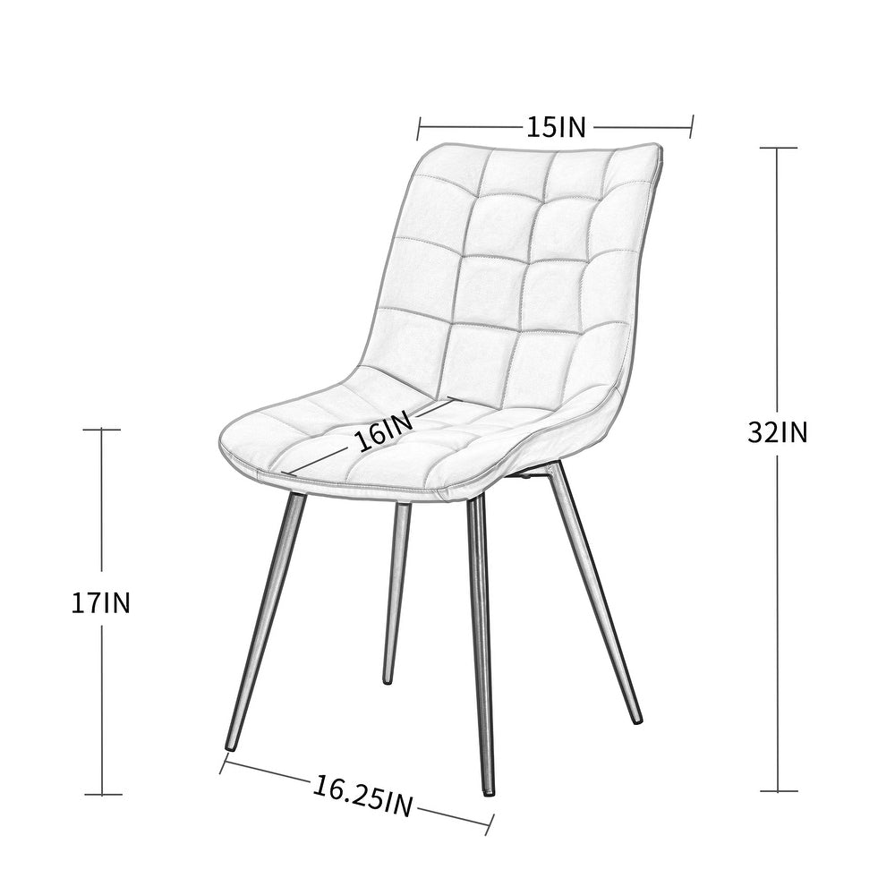 CTEX Square Grid Modern PU Artificial Leather Dining Chairs, Decorative Soft Mat Side Chair for Dining Living Room