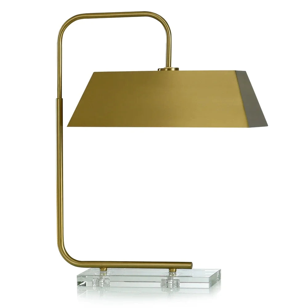 Cache Table Lamp - Brass Finish On Metal Body With Crystal Base - 7.25"L x 25.5"W x 16.75"H