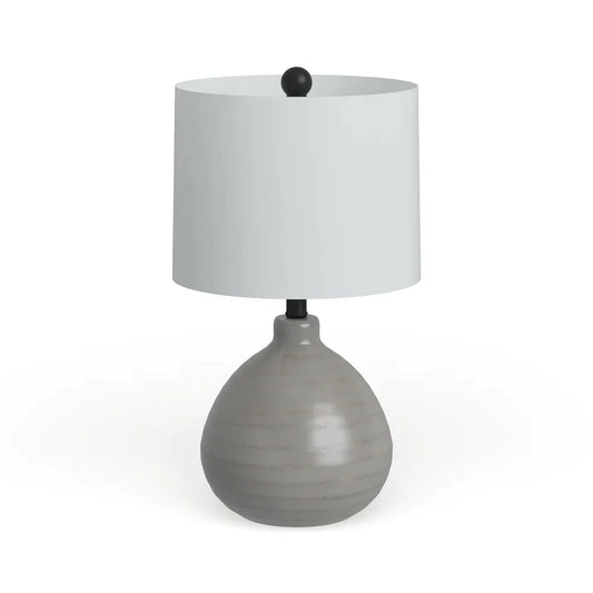 Accent Ceramic Table Lamp - Cool Gray Finish - White Linen Hardback Shade