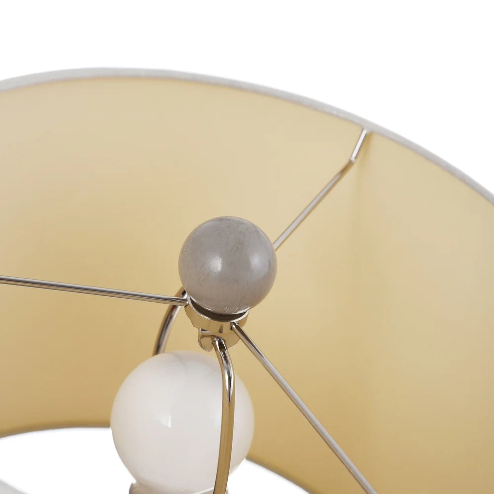 Accent Ceramic Table Lamp - Cool Gray Finish - White Linen Hardback Shade