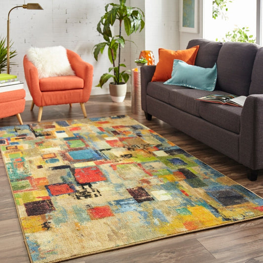 Home Saratoga  Soft Area Rug Blue/Yellow