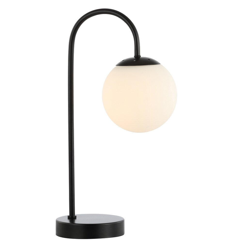 Casi 18.25" Iron/Glass Minimalist Mid-Century Globe LED Table Lamp, Black