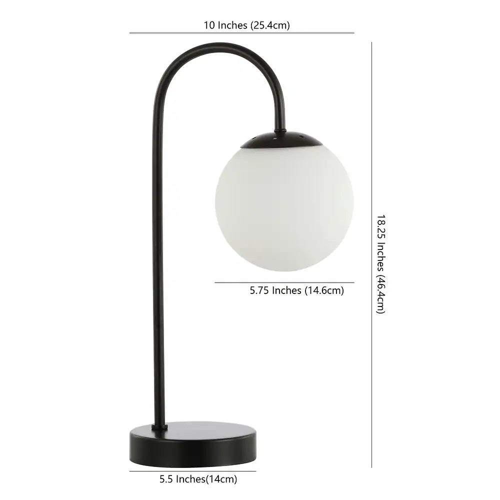 Casi 18.25" Iron/Glass Minimalist Mid-Century Globe LED Table Lamp, Black