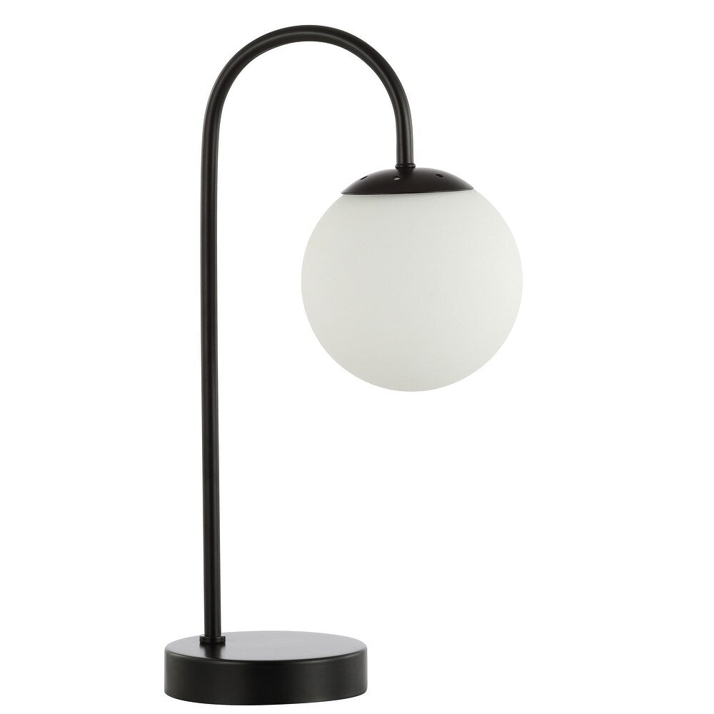 Casi 18.25" Iron/Glass Minimalist Mid-Century Globe LED Table Lamp, Black