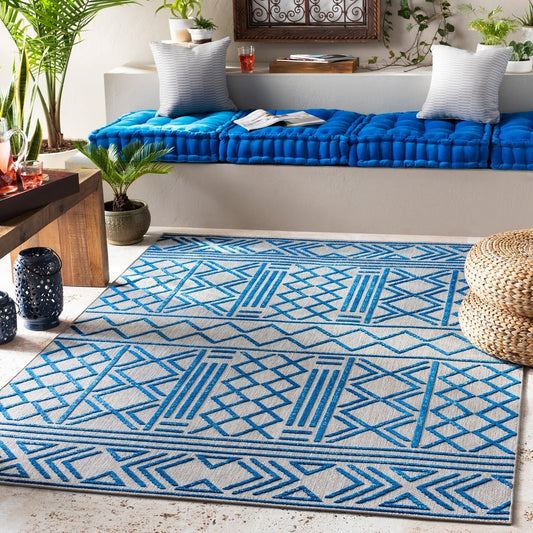 Cassian Bohemian Indoor/ Outdoor Area Rug Dark Blue