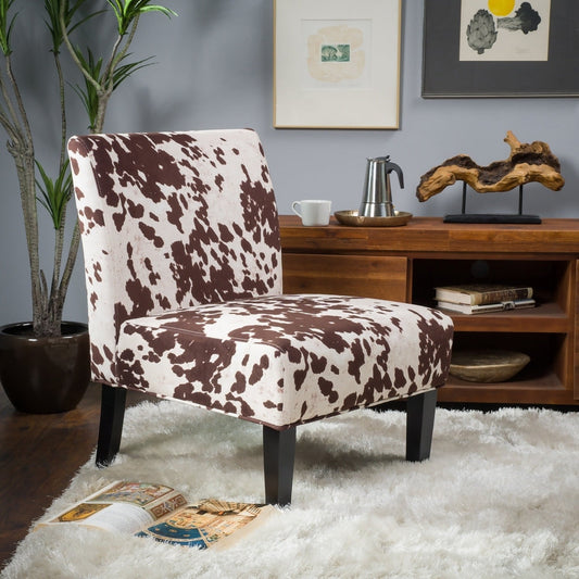 Cassie Fabric Slipper Chair, Cow Print
