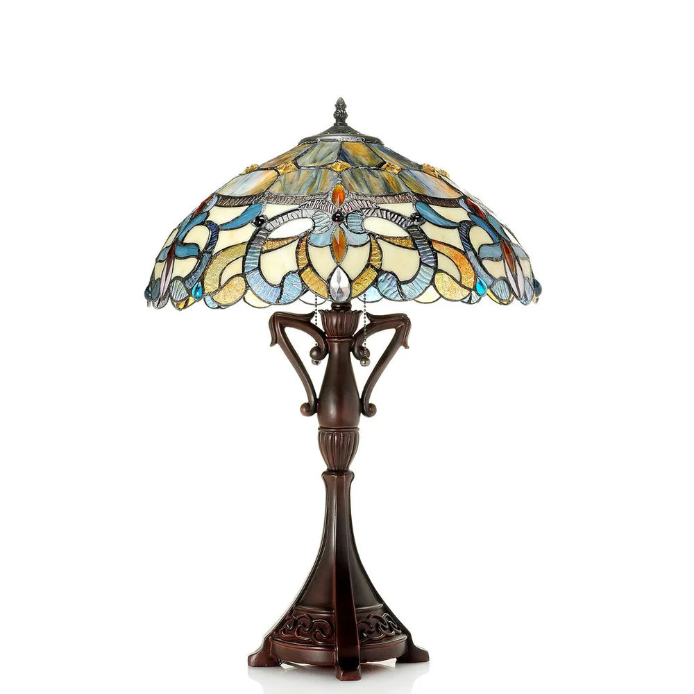 Nora Tiffany Style Victorian Design 2-light Dark Antique Bronze Table Lamp