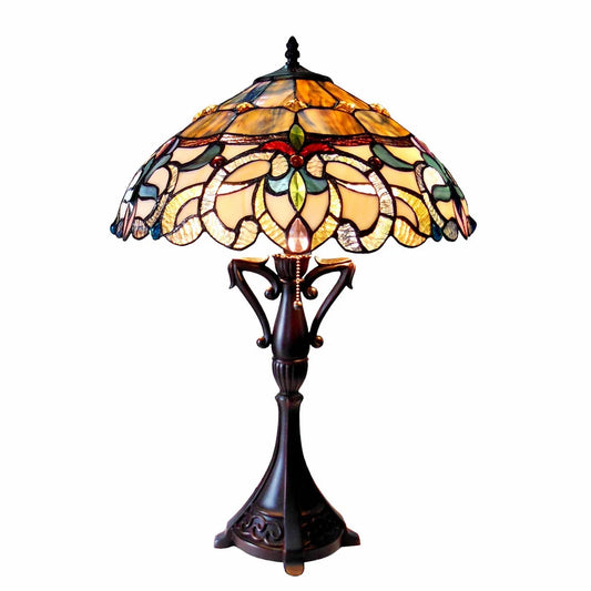 Nora Tiffany Style Victorian Design 2-light Dark Antique Bronze Table Lamp