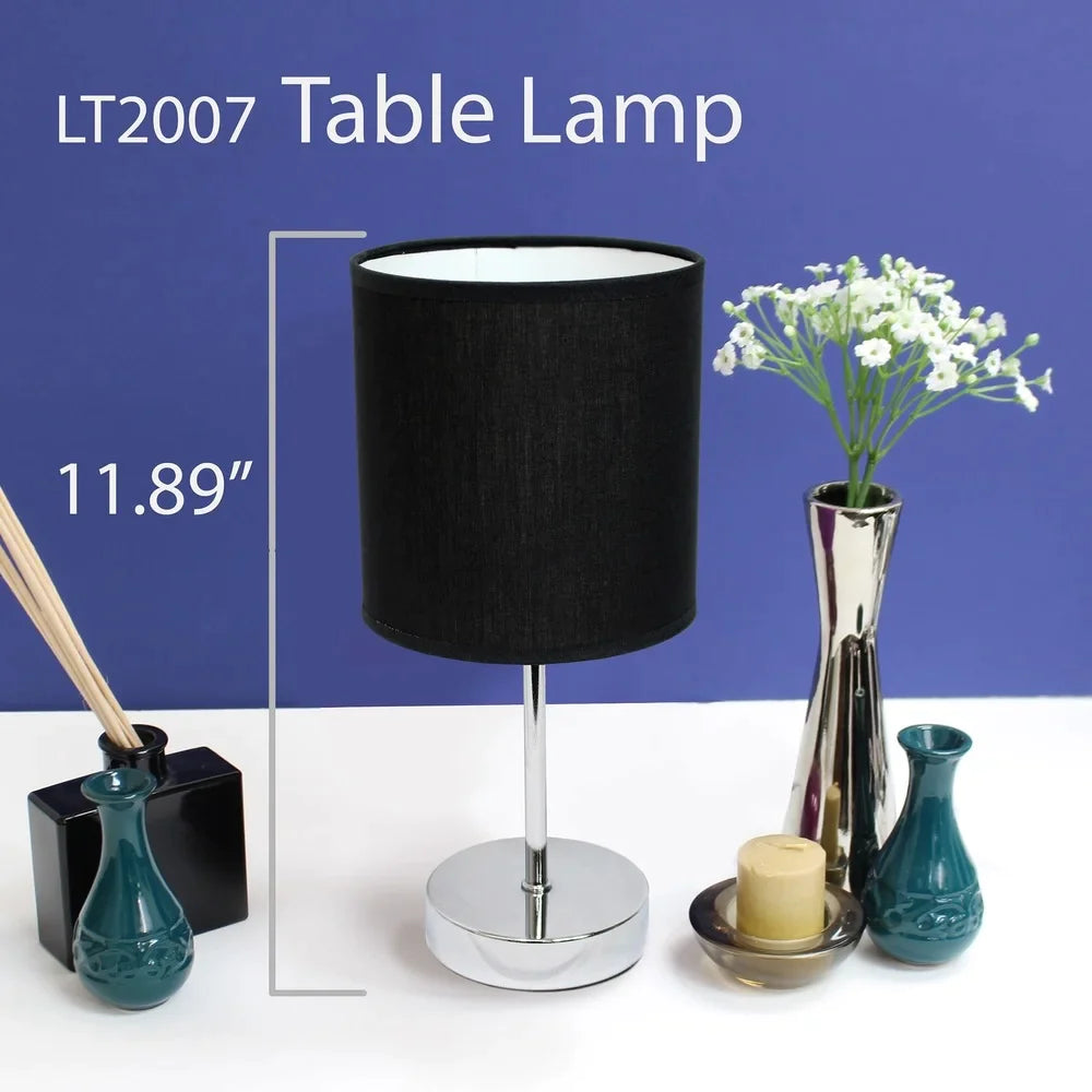 Porch & Den Roseman Chromed Iron 40-watt 1-light Drum Shade Mini Table Lamp