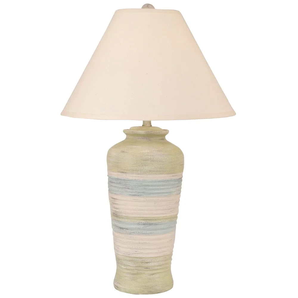 Coastal Ribbed Pottery Table Lamp