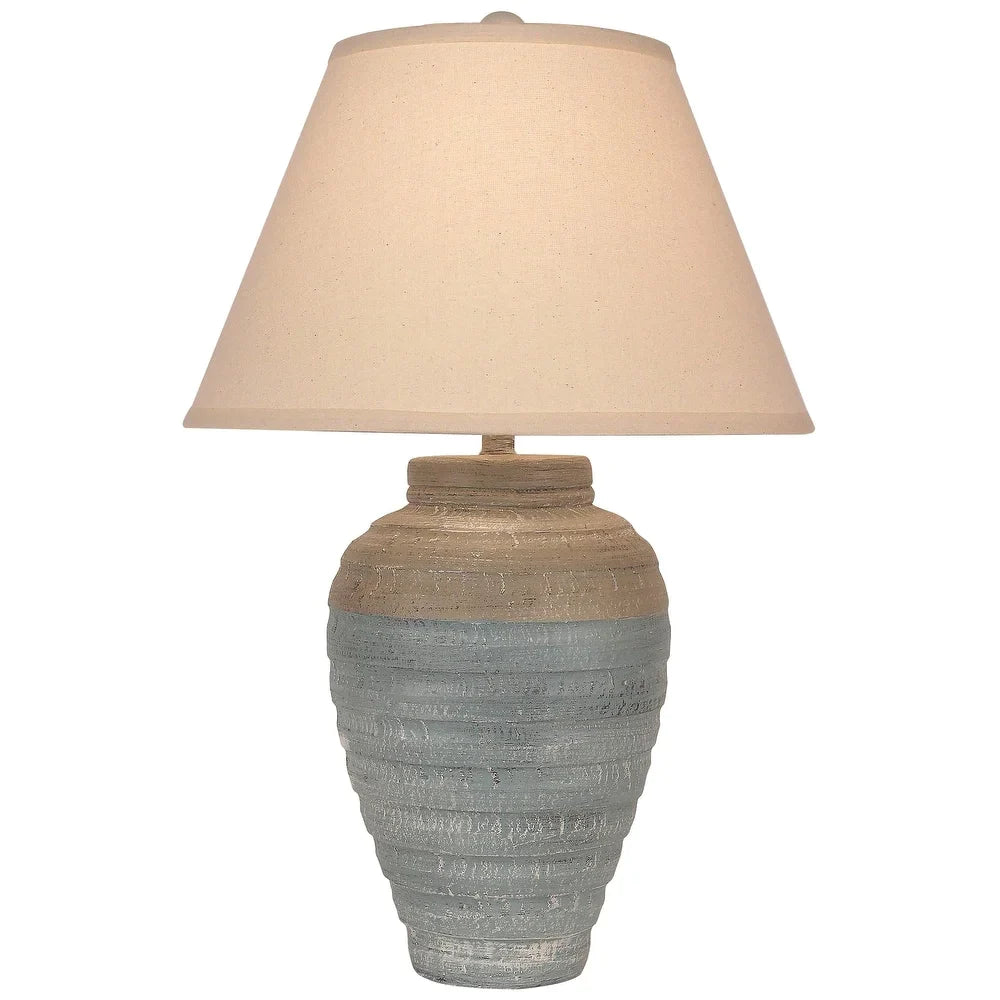 Coastal Ribbed Pottery Table Lamp