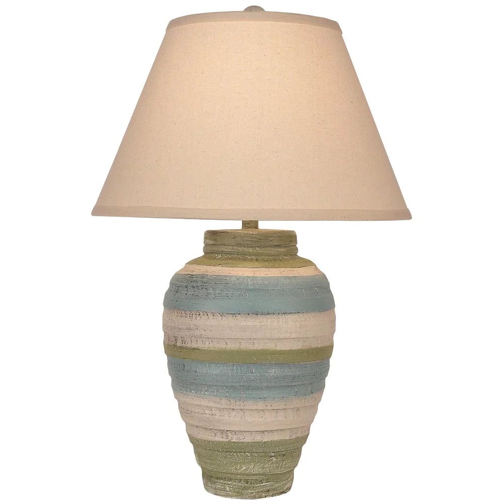 Coastal Ribbed Pottery Table Lamp