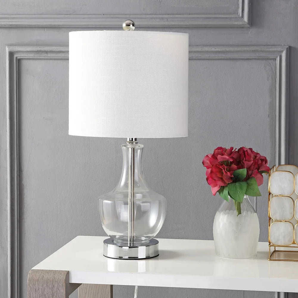 Colette 20" Mini Glass LED Table Lamp, Silver